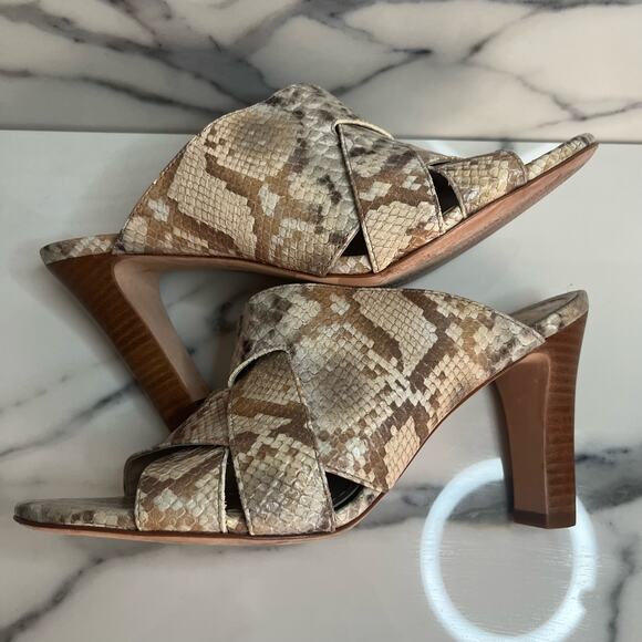 Johnston & Murphy | Women's Leather Snakeskin Print Leather Slide Heels Sz 8.5 - Picture 6 of 7